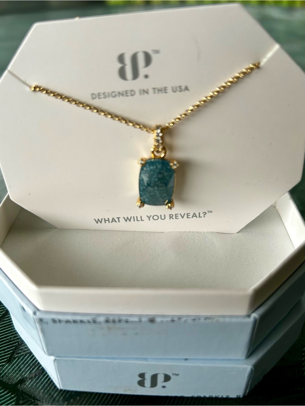 BP OG Gold-Plated Necklace with Blue Sapphire Ice Crystal Pendant